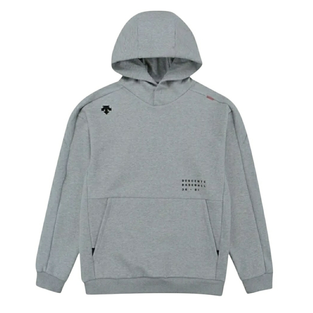 Descente Baseball Sweat Pullover Hoodie Light Gray NEW